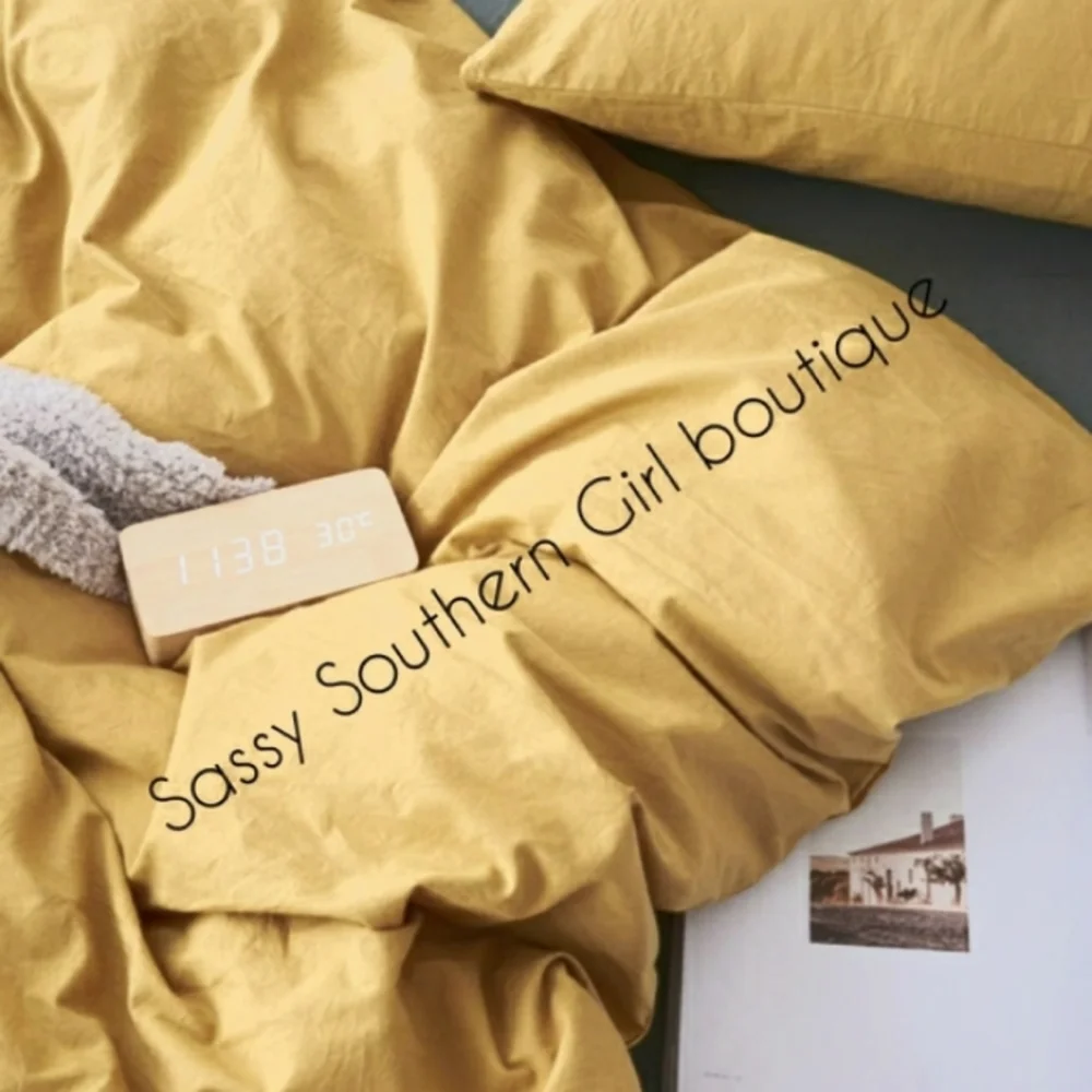 ⭐🆕 Boho vintage banana sunrise yellow duvet cover set